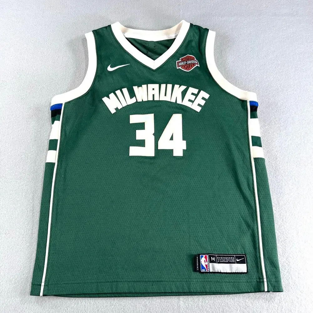 Nike Milwaukee Bucks Giannis Antetokounmpo 34 Swingman Jersey Youth Size M 10/12